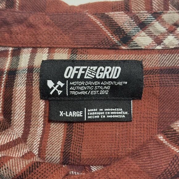 Off The Grid Shirt Mens Size XL Plaid Long Sleeve Button Down Destroyer Flannel - Picture 5 of 9